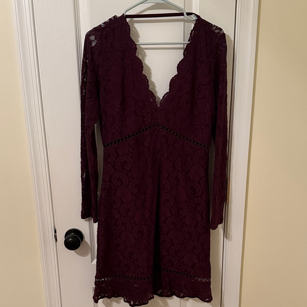 Express Burgundy Lace Dress, Medium